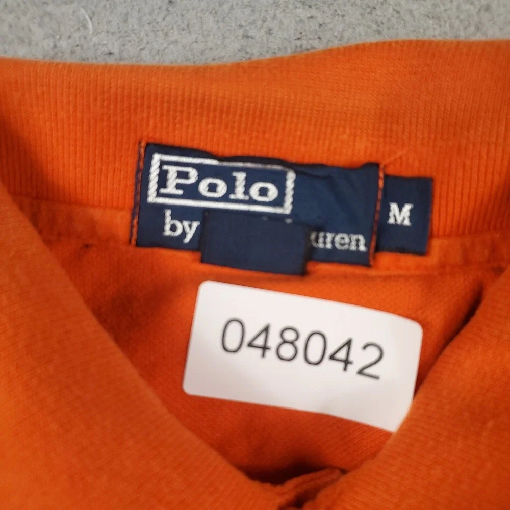 Ralph Lauren Polo Shirt Mens Size Medium Orange Pony Casual Short Sleeve *
